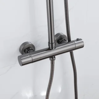 Fortifura Calvi Regendoucheset Thermostatisch 25cm Gunmetal PVD