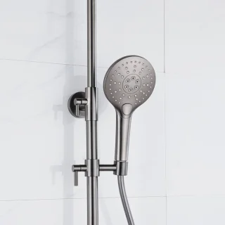 Fortifura Calvi Regendoucheset Thermostatisch 30cm Geborsteld Gunmetal PVD