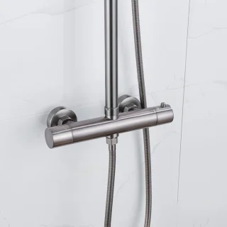 Fortifura Calvi Regendoucheset Thermostatisch 30cm Gunmetal PVD