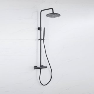 Fortifura Calvi Regendoucheset Thermostatisch 30cm Mat Zwart