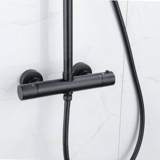 Fortifura Calvi Regendoucheset Thermostatisch 30cm Mat Zwart