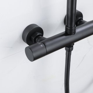 Fortifura Calvi Regendoucheset Thermostatisch 30cm Mat Zwart