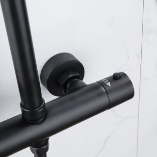 Fortifura Calvi Regendoucheset Thermostatisch 30cm Mat Zwart