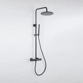 Fortifura Calvi Regendoucheset Thermostatisch 30cm Mat Zwart