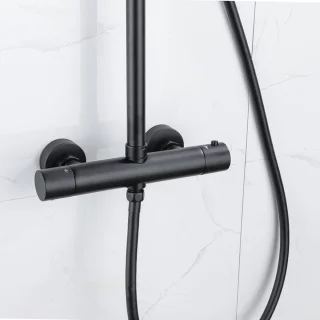 Fortifura Calvi Regendoucheset thermostatisch mat zwart