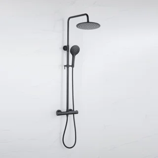 Fortifura Calvi Regendoucheset Thermostatisch Mat Zwart