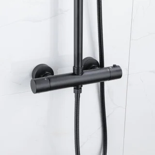 Fortifura Calvi Regendoucheset Thermostatisch Mat Zwart