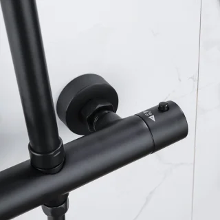 Fortifura Calvi Regendoucheset Thermostatisch Mat Zwart