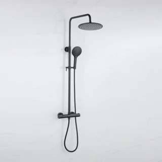 Fortifura Calvi Regendoucheset Thermostatisch Mat Zwart