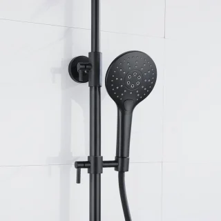 Fortifura Calvi Regendoucheset Thermostatisch Mat Zwart