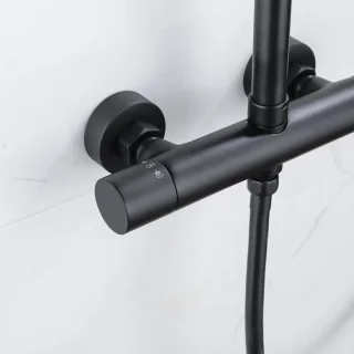 Fortifura Calvi Regendoucheset Thermostatisch Mat Zwart