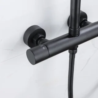 FortiFura Calvi Thermostaat Regendouche Mat Zwart Messing