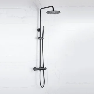FortiFura Calvi Thermostaat Regendouche Mat Zwart Messing