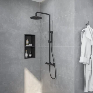 FortiFura Calvi Thermostaat Regendouche Mat Zwart Messing