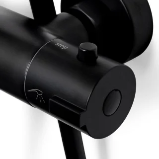 FortiFura Calvi Thermostaat Regendouche Mat Zwart Messing