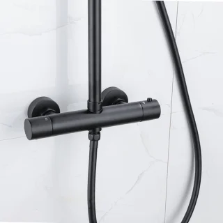 FortiFura Calvi Thermostaat Regendouche Mat Zwart Messing