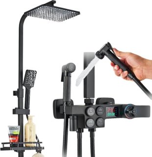 Luxe regendouche in strak zwart — comfort en controle