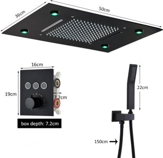 Wat vinden we goed aan de Fubzz Regendouche Plafondset 35x50 cm Zwart