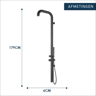 FugaFlow Bacelo buitendouche douchepaneel RVS mat zwart