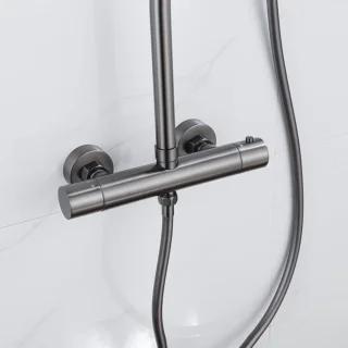 FugaFlow Eccelente Acces Regendoucheset Geborsteld Gunmetal PVD