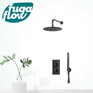FugaFlow Eccelente Sobrado Badkamer Regendoucheset Thermostaat Zwart Mat