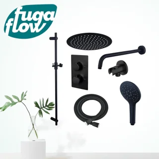FugaFlow Eccelente Sobrado Badkamer Regendoucheset Zwart Mat