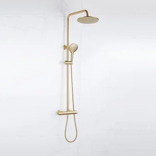 FugaFlow Eccelente Sobrado Regendoucheset Thermostatisch 25cm Geborsteld Messing