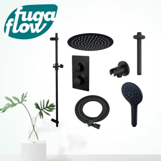 FugaFlow Eccelente Sobrado Thermostatische Regendoucheset Zwart Mat