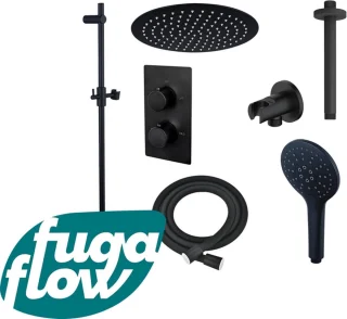 FugaFlow Eccelente Sobrado Thermostatische Regendoucheset Zwart Mat