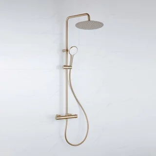 FugaFlow Efficiente regendoucheset thermostaat - hoofddouche 20cm - goud mat