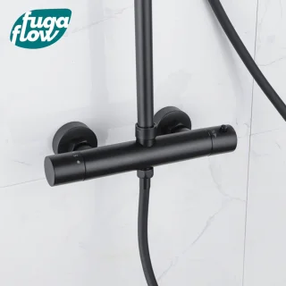 FugaFlow Sobrado regendouche met thermostaat zwart 110cm