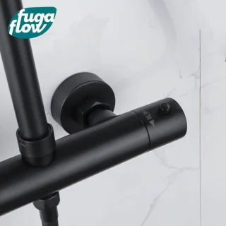 FugaFlow Sobrado regendouche met thermostaat zwart 110cm