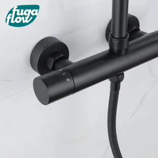 FugaFlow Sobrado regendouche met thermostaat zwart 110cm