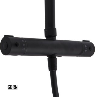 GDRN Regendouche Mat Zwart met Thermostaatkraan 25 cm