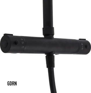 GDRN Regendouche Mat Zwart met Thermostaatkraan 25 cm
