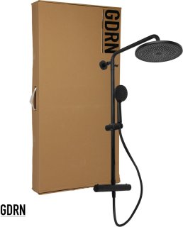 GDRN Regendouche Mat Zwart met Thermostaatkraan 25 cm