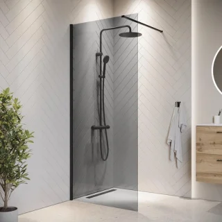 Glazen inloopdouche 70x200 cm zwart