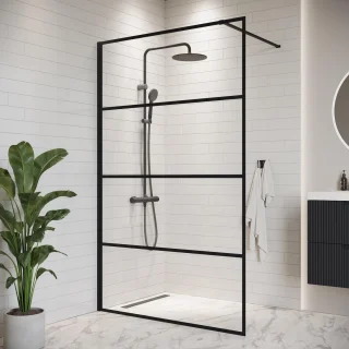 Glazen inloopdouche zwart 70x200 cm