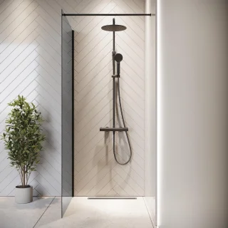 Glazen inloopdouche zwart 70x200 cm