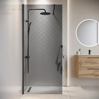 Glazen inloopdouche zwart 70x200 cm