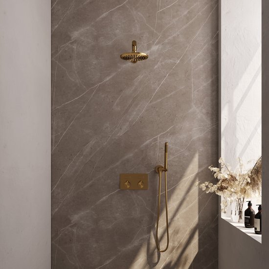 Gold Edition Thermostatische Inbouw Regendouche Set 49 - 20 cm Goud