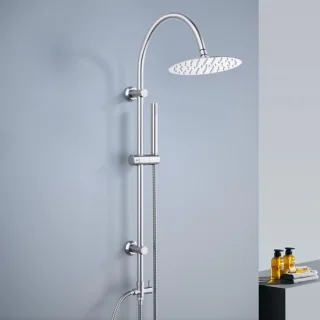 Görbach regendouche douchesysteem met ronde douchekop 20 cm en u-vormige douchestang, chroom