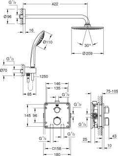 GROHE Grohtherm Perfect regendoucheset inbouw 21 cm Chroom