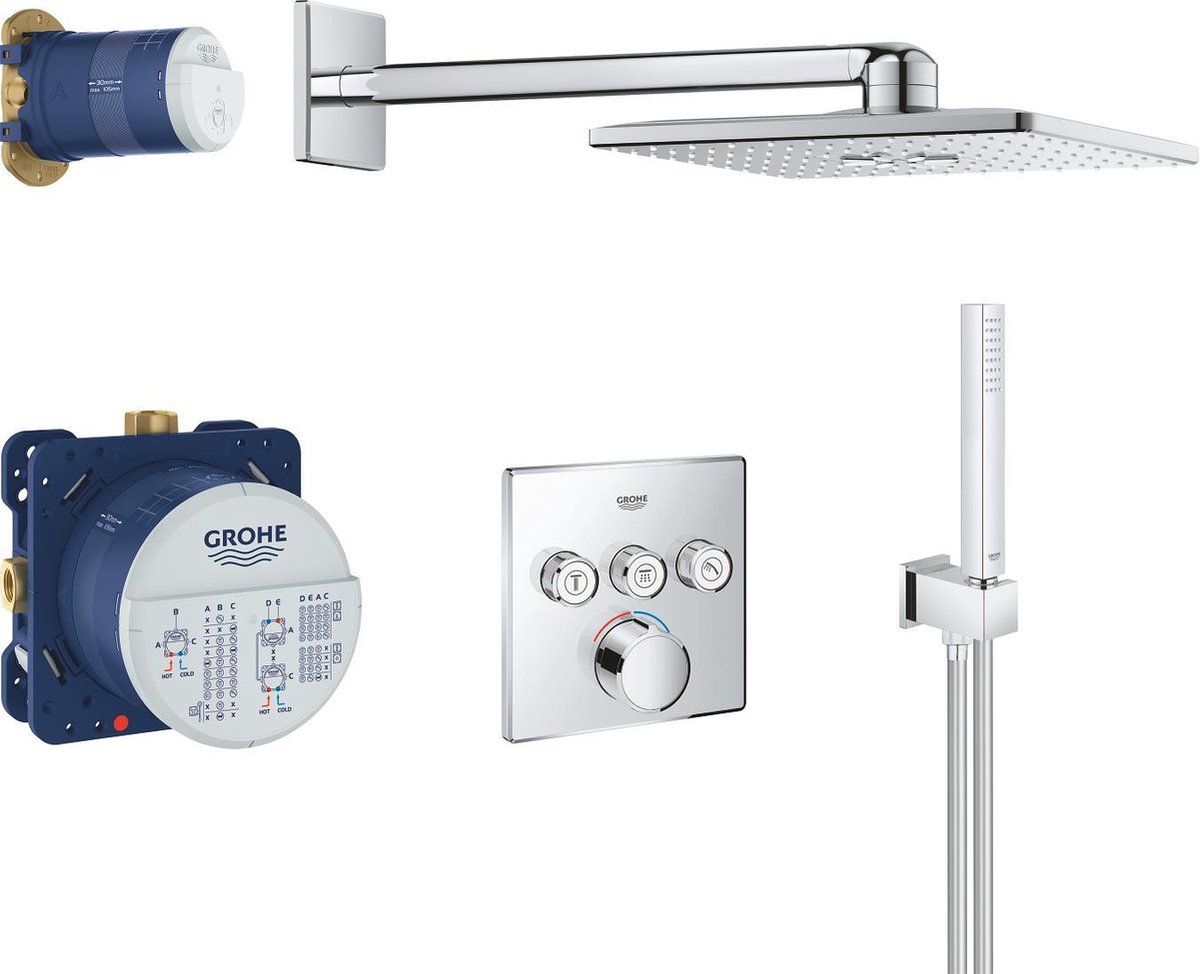 De GROHE Grohtherm SmartControl Inbouw Regendouche Ø31 cm Vierkant 34712000 in één oogopslag