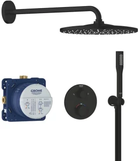 GROHE Precision Inbouwdoucheset Thermostaatkraan Vitalio Rain Mono 310 & Vitalio Get Stick Rond Mat Zwart
