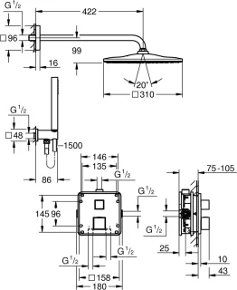 GROHE QuickFix Precision Cube inbouw douchesysteem chroom