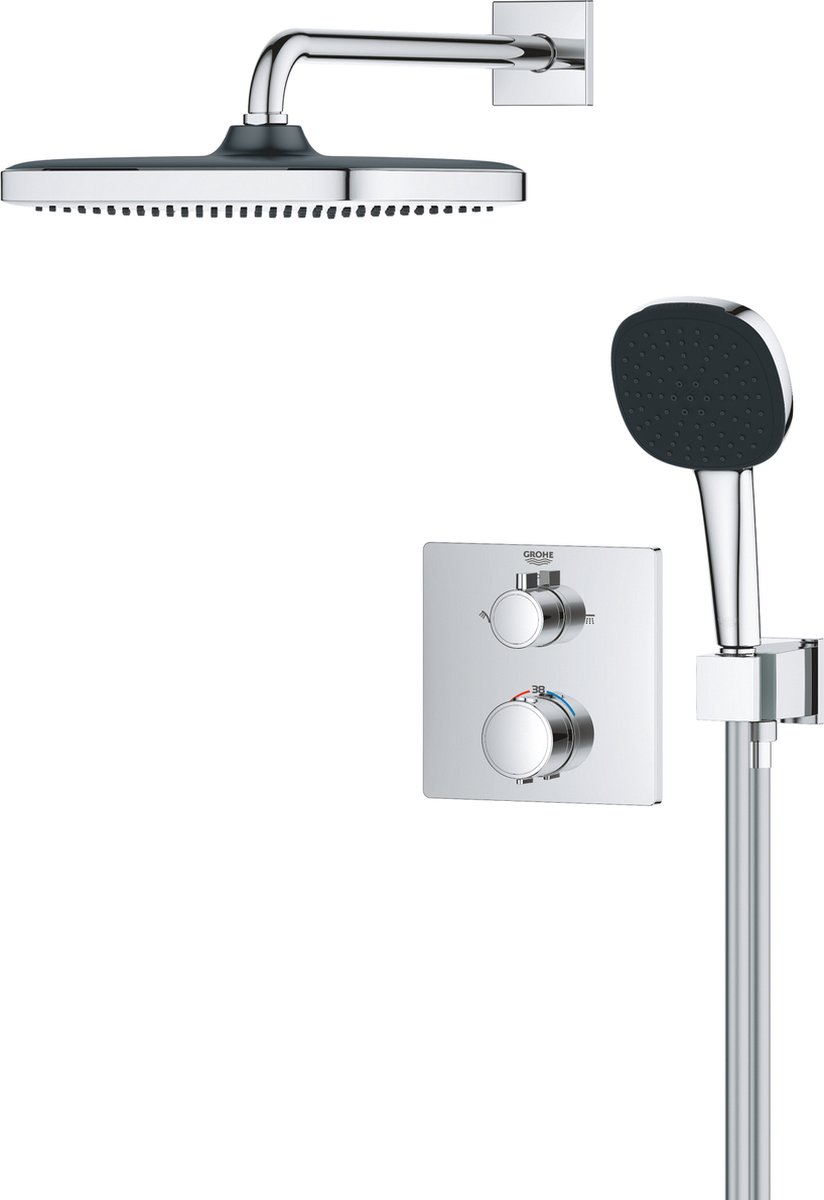 De GROHE QuickFix Precision inbouw douchesysteem chroom vierkant in één oogopslag
