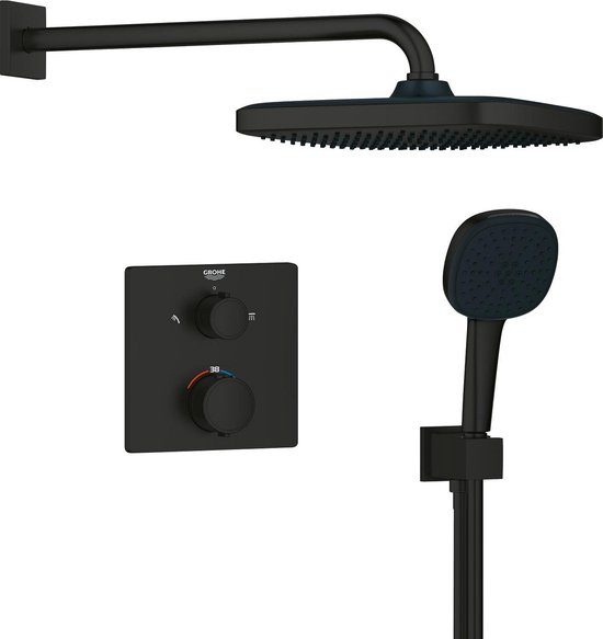 GROHE QuickFix Precision inbouw douchesysteem vierkant matte black