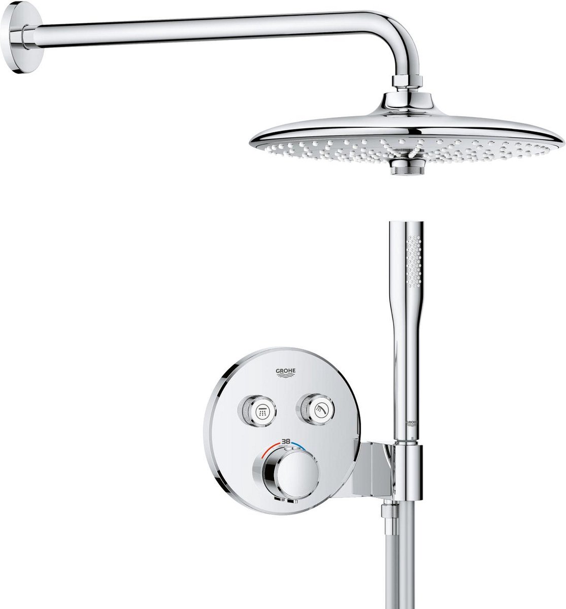 De GROHE QuickFix Precision SmartControl inbouw douchesysteem chroom in één oogopslag