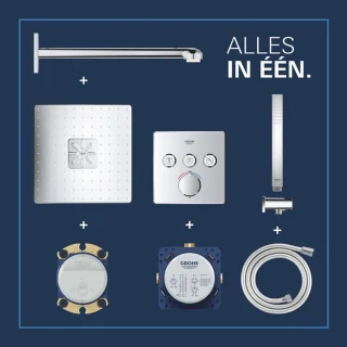 GROHE QuickFix Precision SmartControl inbouw douchesysteem vierkant chroom